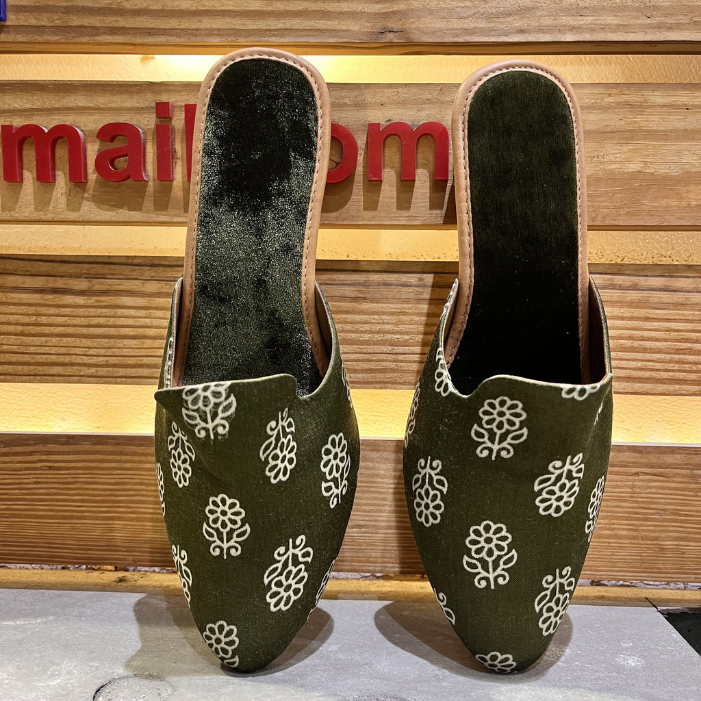 Olive Bloom Vegan Mule