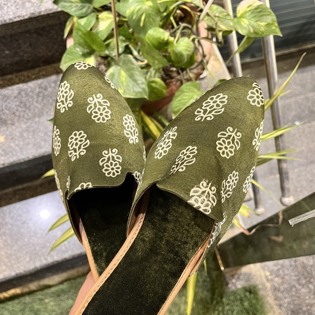 Olive Bloom Vegan Mule